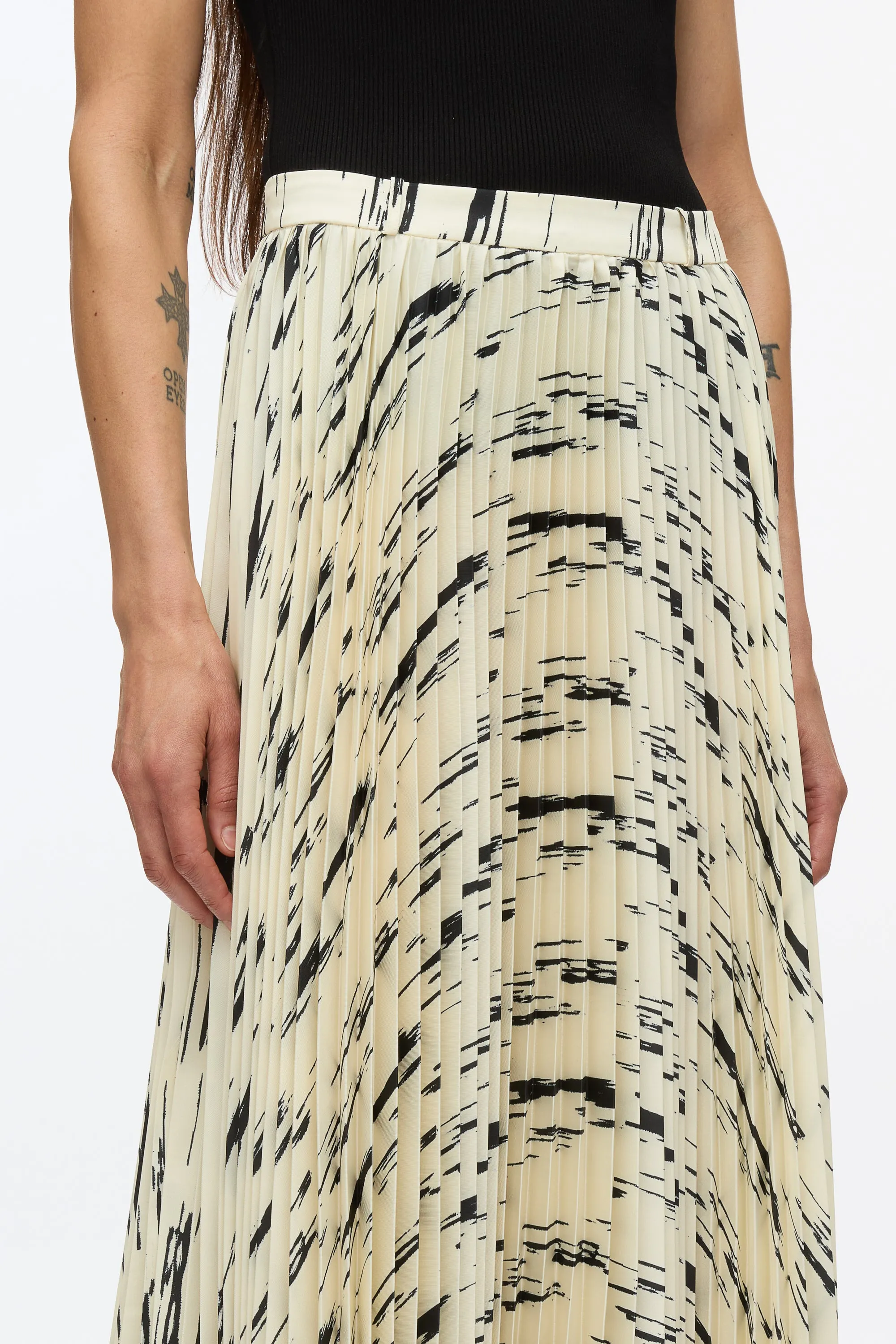 Abstract Wood Grain Pleated Skirt