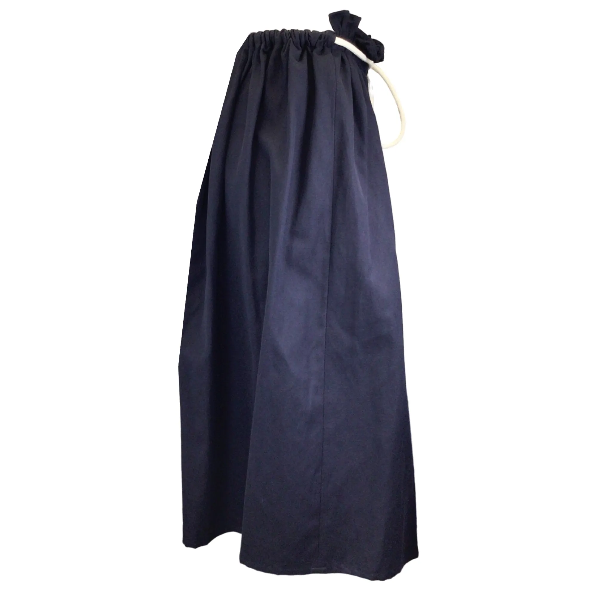 Atlantique Ascoli Navy Blue Long Cotton and Linen Skirt