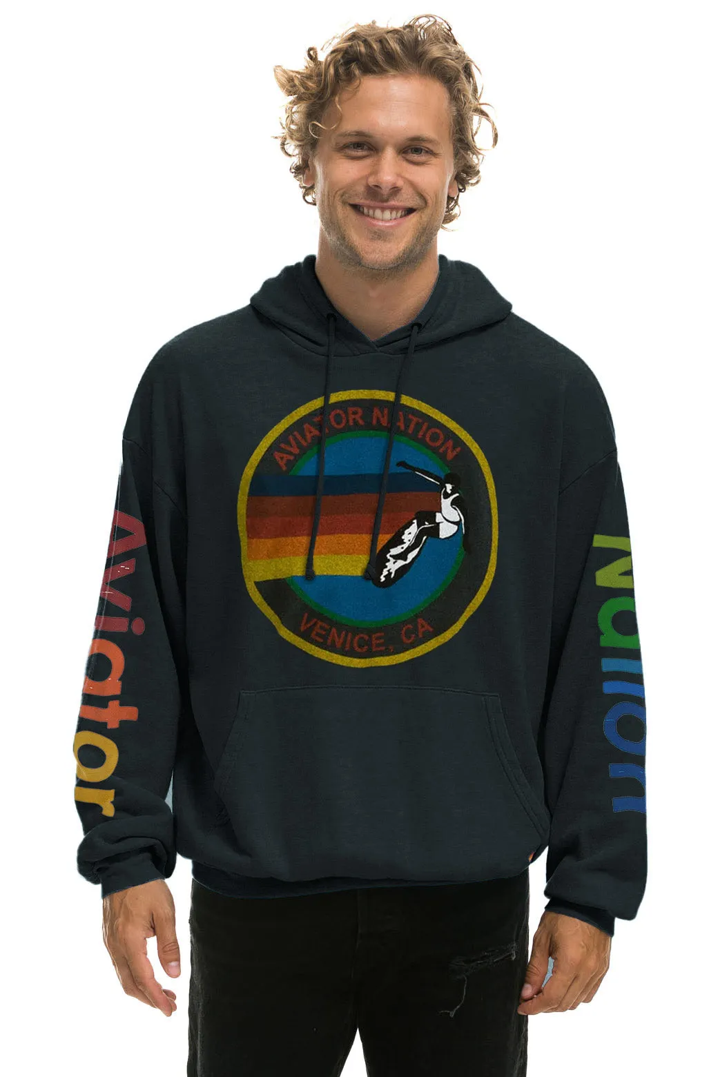 AVIATOR NATION RELAXED PULLOVER HOODIE - CHARCOAL