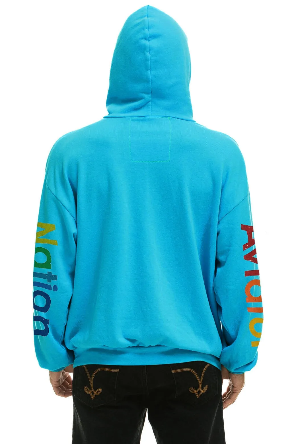 AVIATOR NATION SAN FRANCISCO RELAXED PULLOVER HOODIE - NEON BLUE