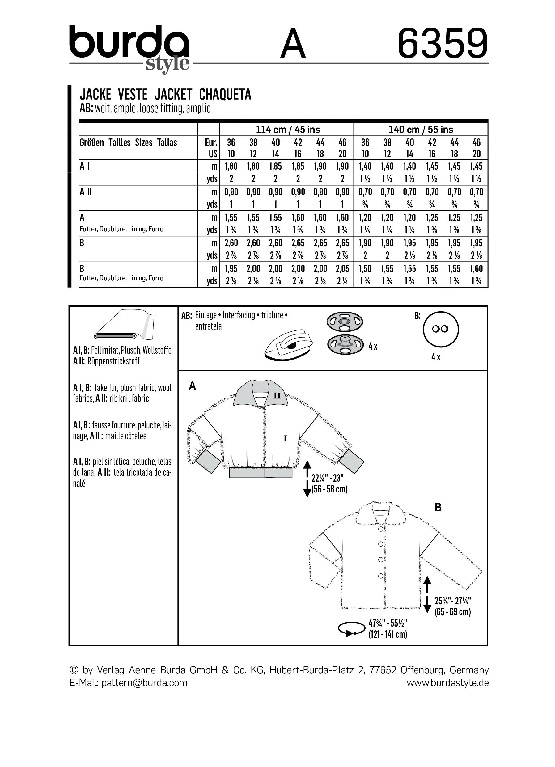 BD6359 Women's Fake Fur Coat pattern