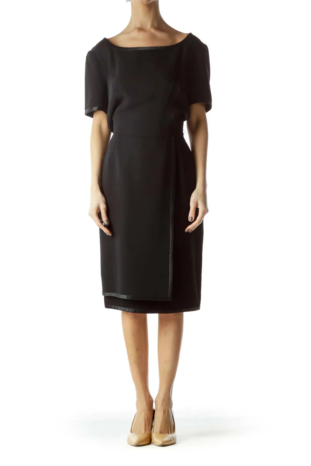 Black Elegant Short-Sleeve Cocktail Dress