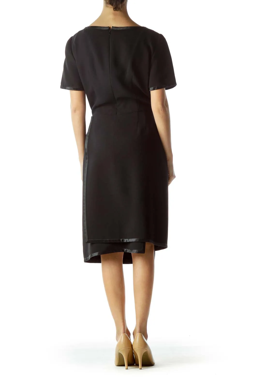 Black Elegant Short-Sleeve Cocktail Dress