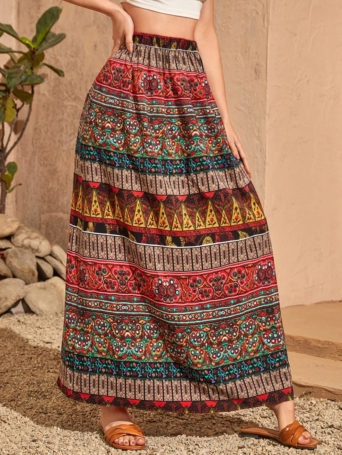 Boho Tribal High Waist Maxi Women Skirt