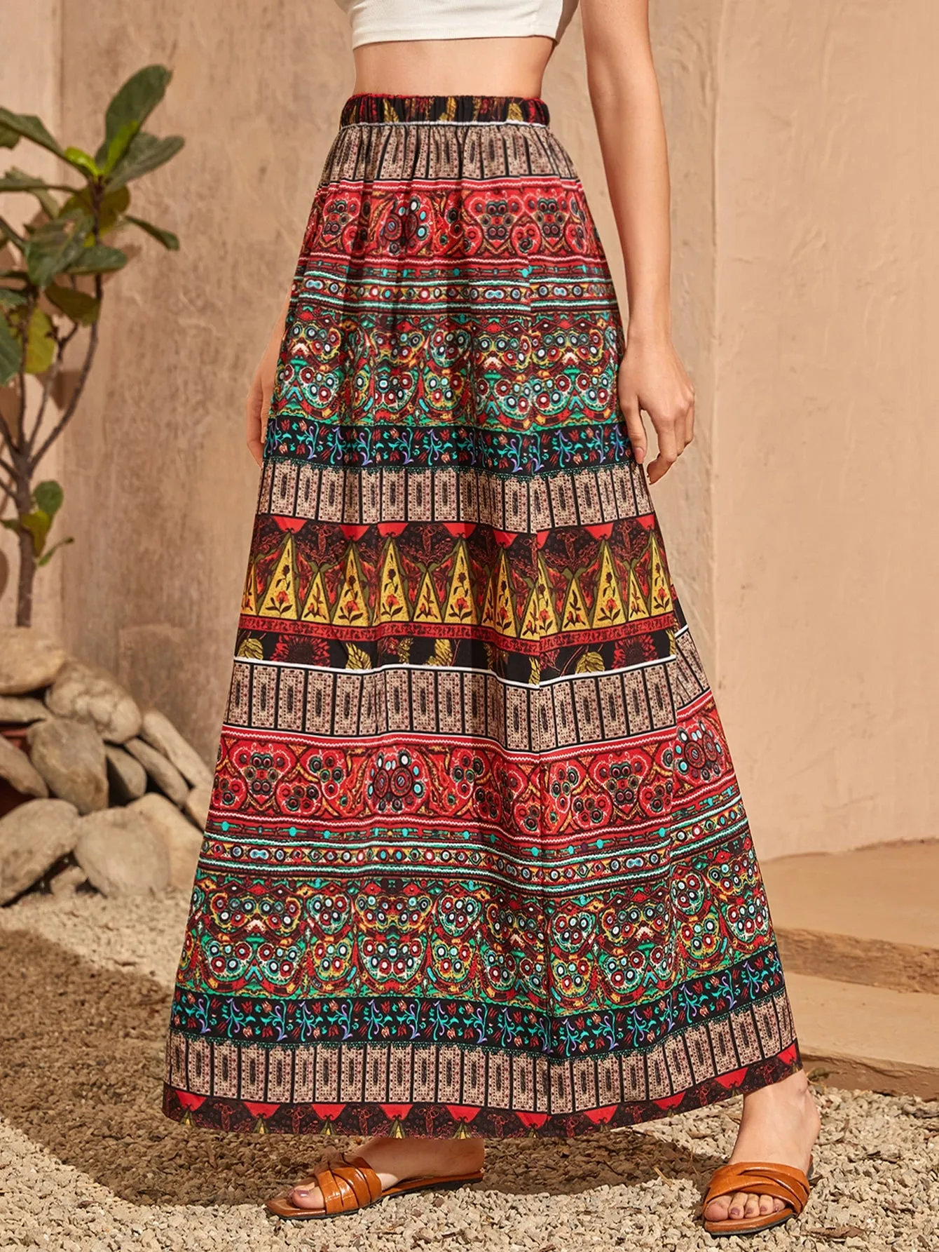 Boho Tribal High Waist Maxi Women Skirt