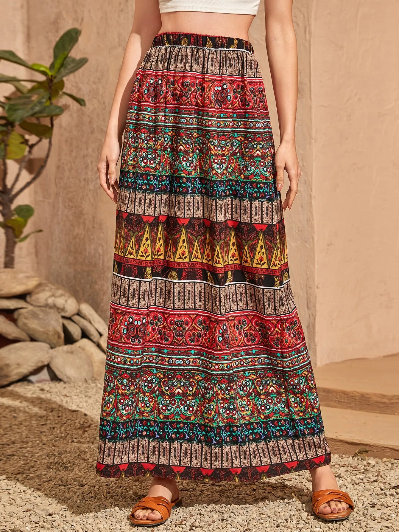 Boho Tribal High Waist Maxi Women Skirt