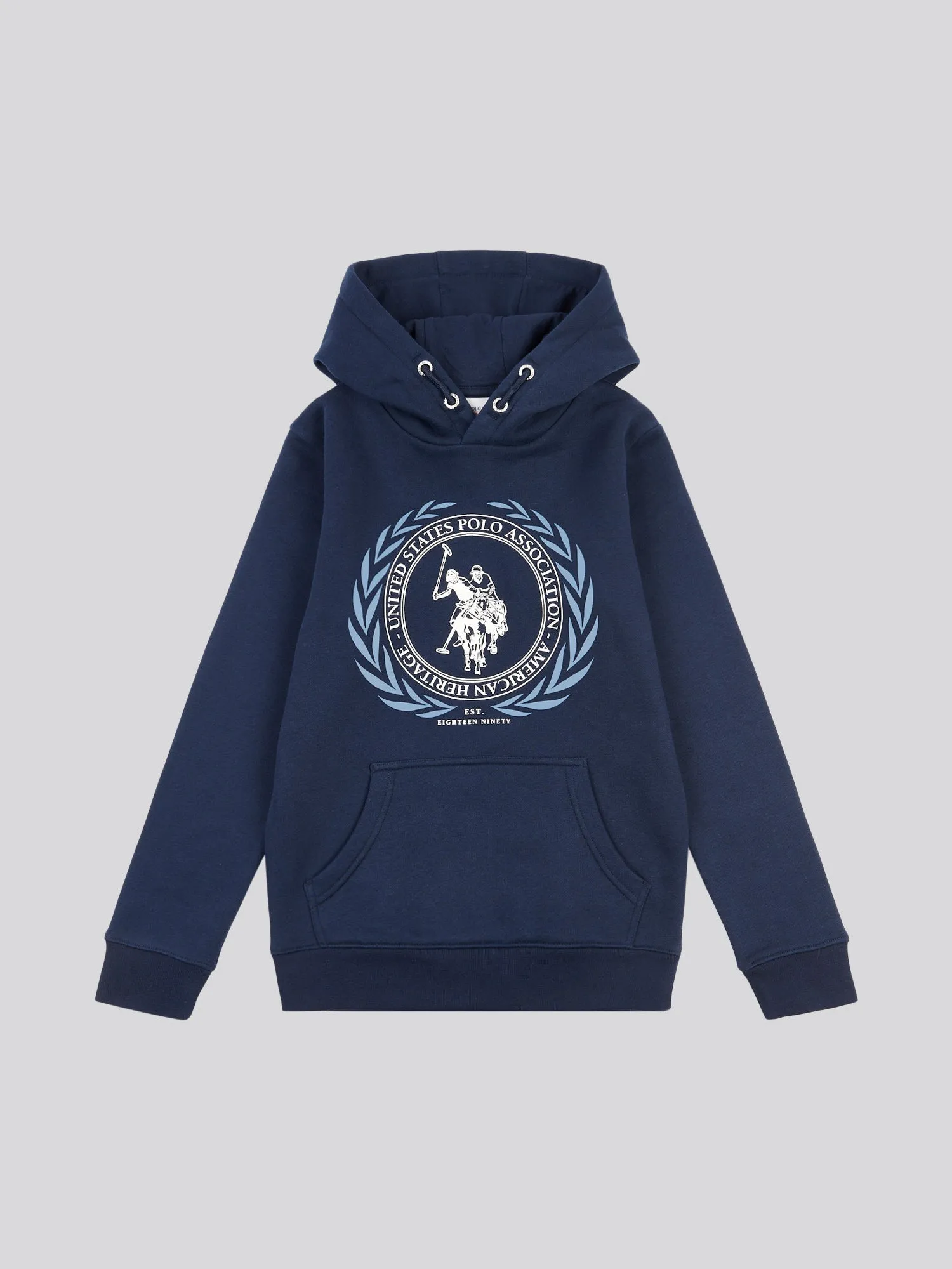 Boys Crest Graphic Hoodie in Dark Sapphire Navy