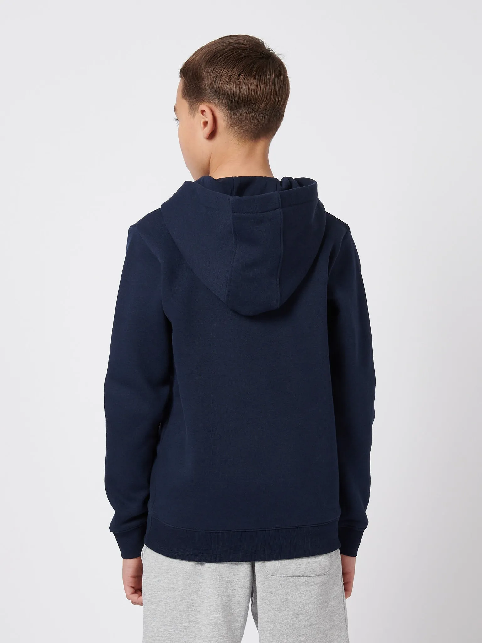 Boys Crest Graphic Hoodie in Dark Sapphire Navy