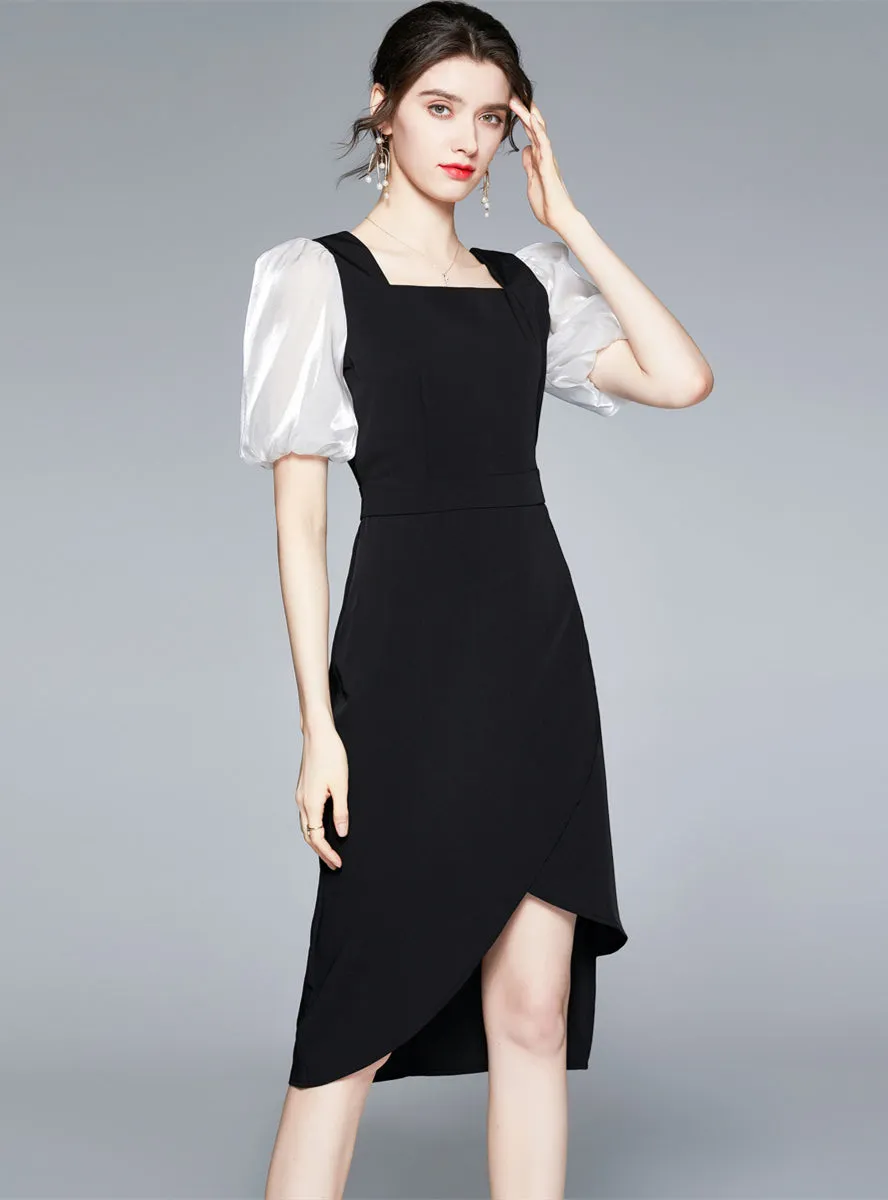 Bubble Sleeve Short Sleeve Retro Dress