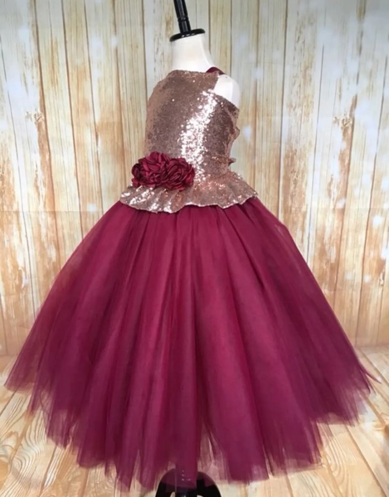 Burgundy Flower Girls Dress, Fall Wedding Flower Girl Dress