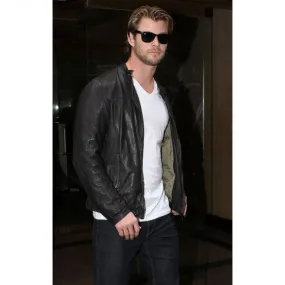 Chris Hemsworth Black Stylish Leather Jacket by TJS