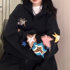 christmas outfit Sonicelife Vintage Star Print Oversized Hoodie