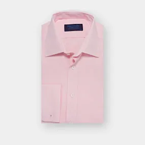 Classic Fit Plain Pink End-on-End Cotton Shirt with Classic Collar & Double Cuff