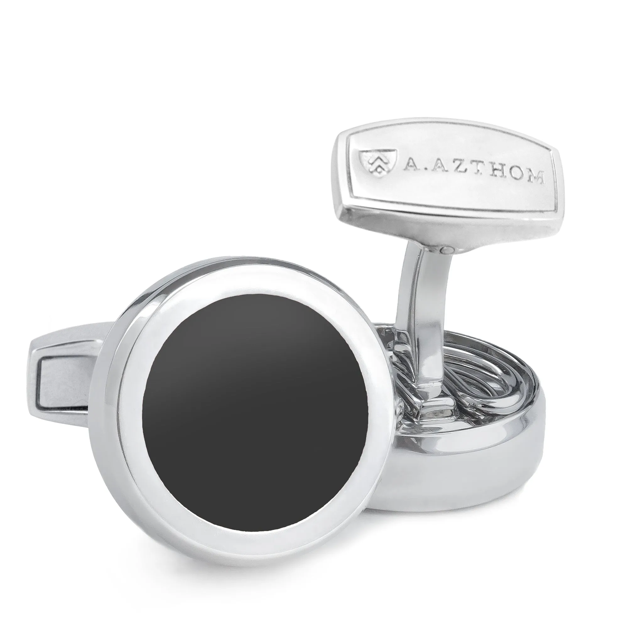 Classic Round Black Button Cover Cufflinks