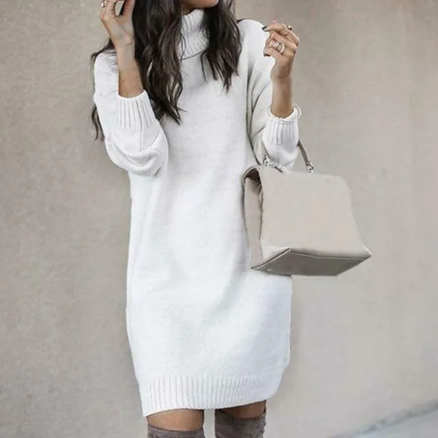 Elegant Solid Color Knitted Dress