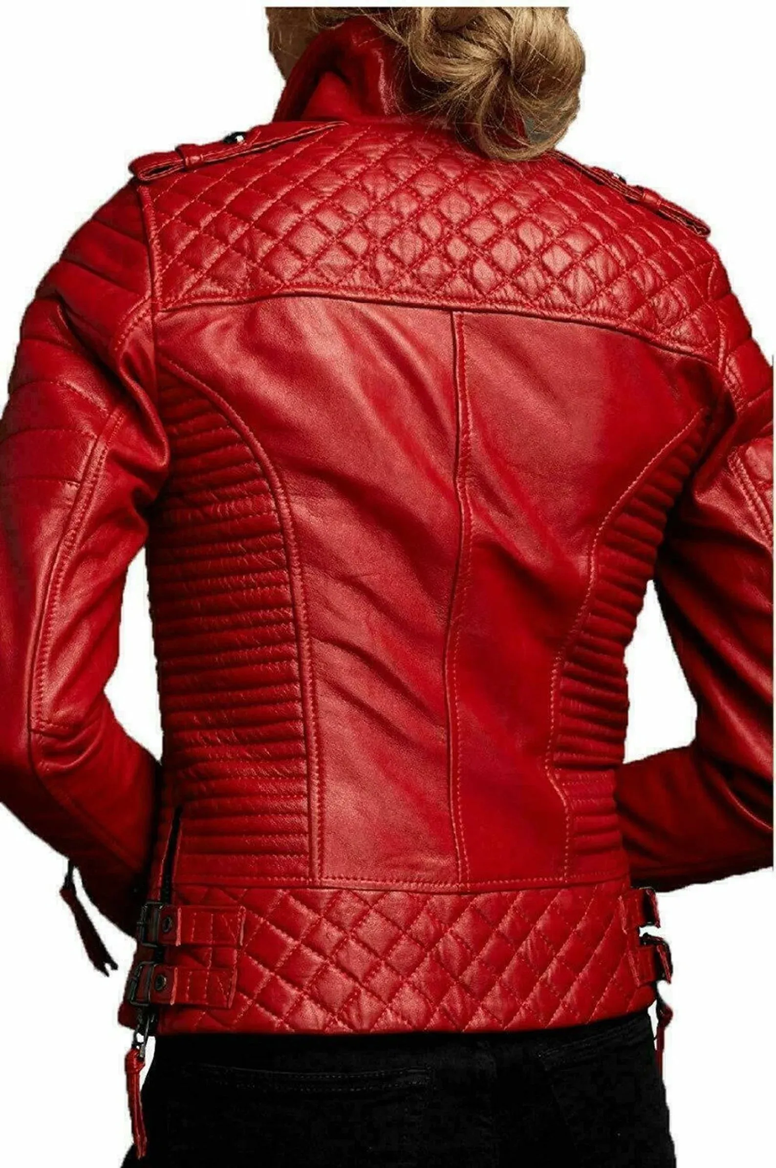 Handmade Stylish Red Leather Women's Jacket Motorcycle Jacket by The Jacket Seller