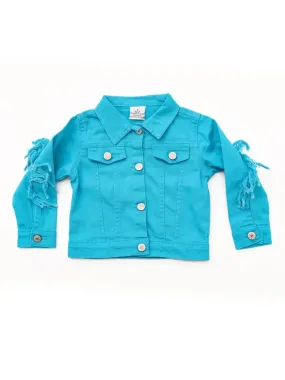 Kids Blue Fringe Denim Jackets