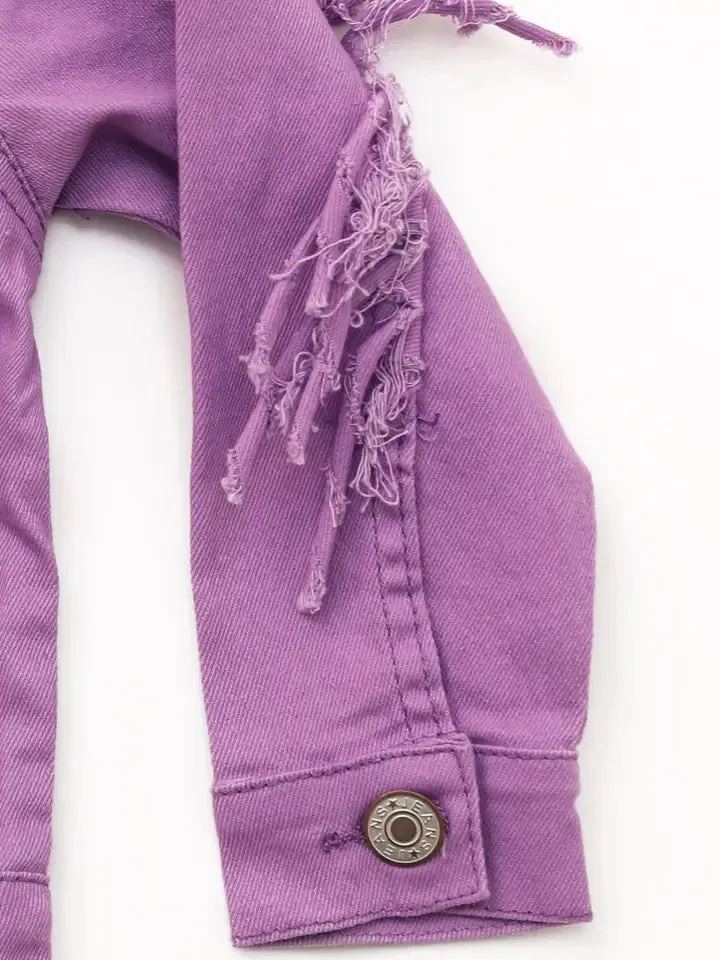 Kids Purple Fringe Denim Jackets