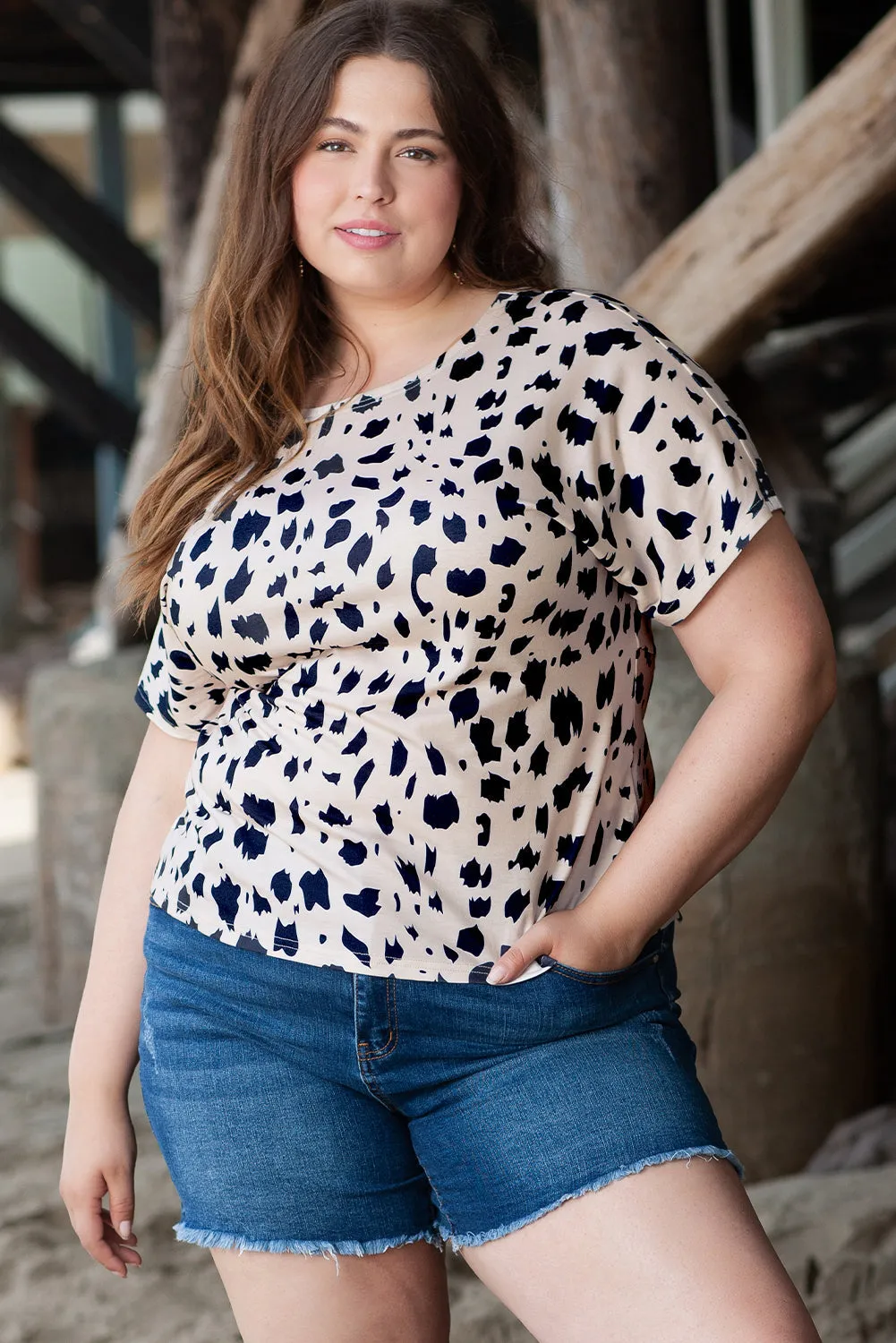 Leopard Print Twist Plus Size Top