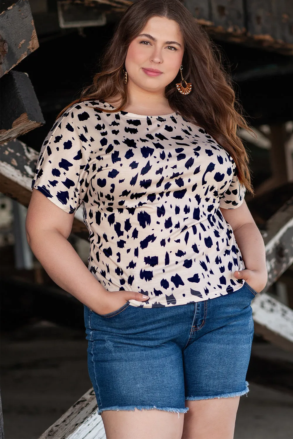 Leopard Print Twist Plus Size Top