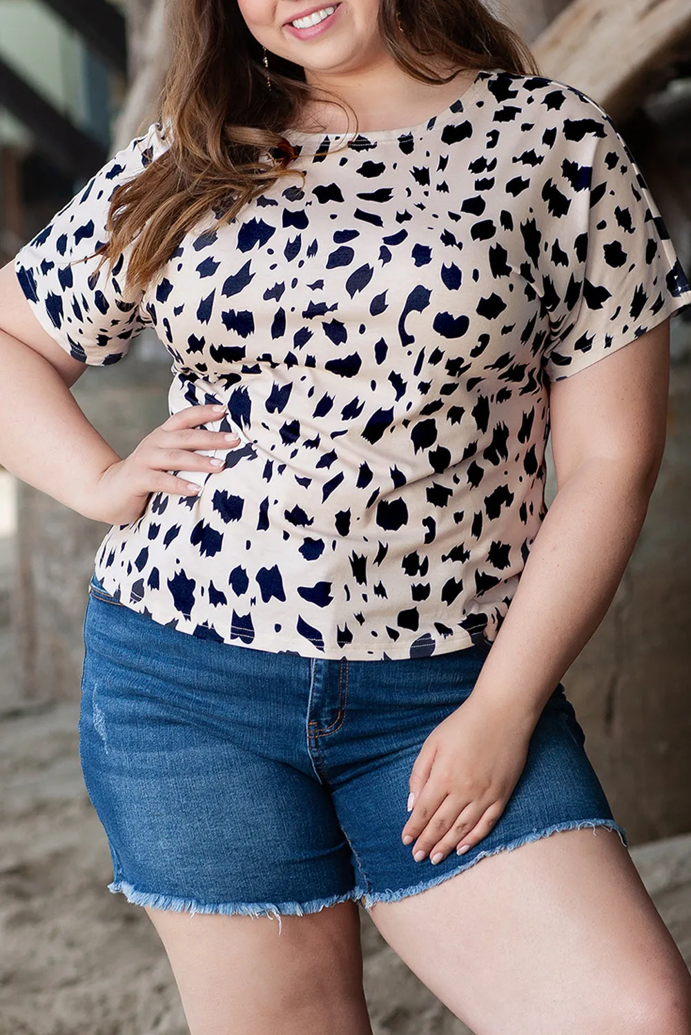 Leopard Print Twist Plus Size Top