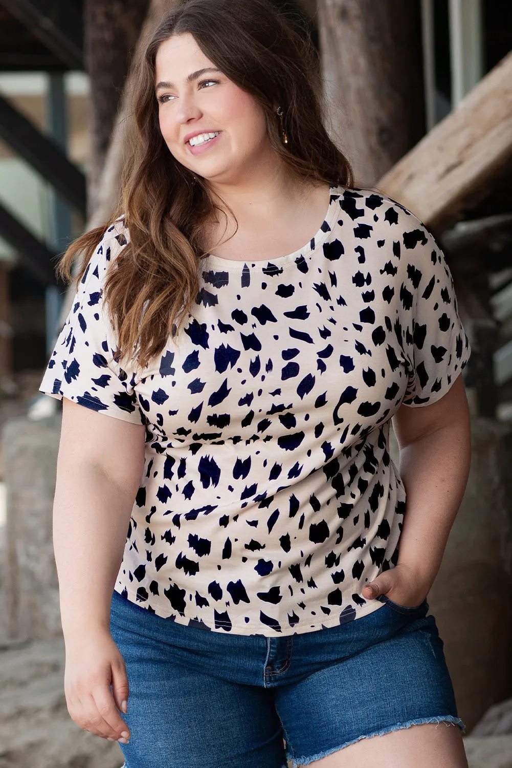 Leopard Print Twist Plus Size Top