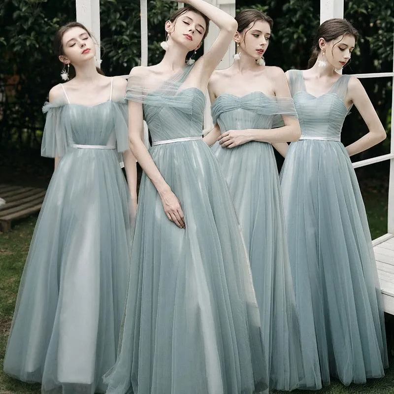 Long Mismatched Elegant Bridesmaid Dresses