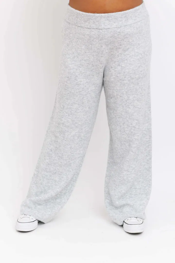 Loren Wide Leg Pant in Light Heather Grey - VARIOUS SIZES