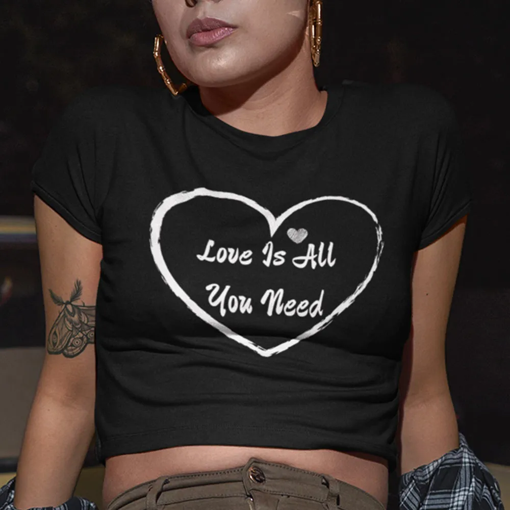 Love Is All You Need Print Crop Top for Women, lioness-love