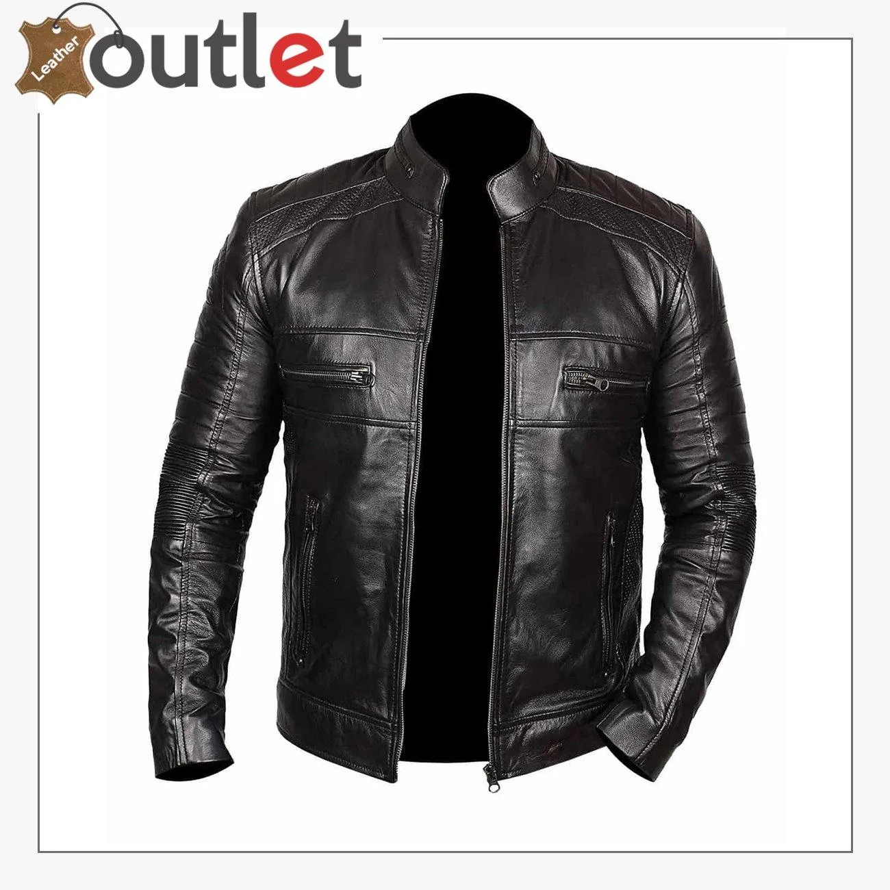 Men Black Stylish Real Leather Biker Motorcycle jacket