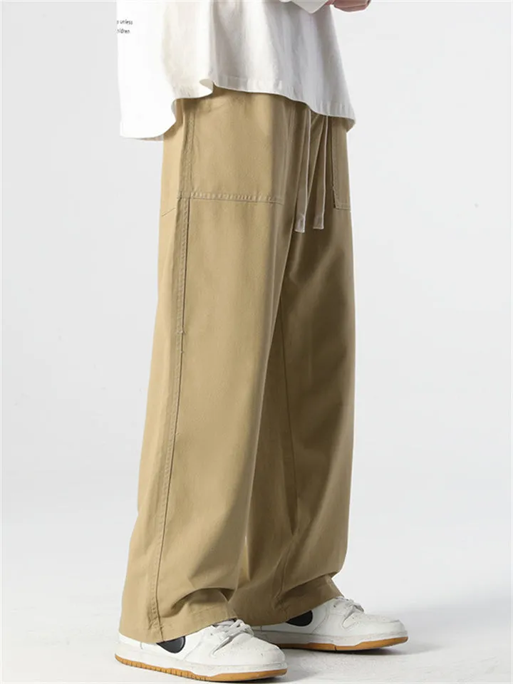 Men's 100% Cotton Simple Cozy Straight-Leg Long Pants