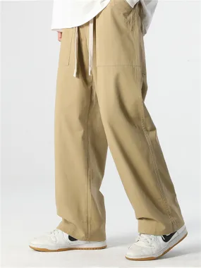 Men's 100% Cotton Simple Cozy Straight-Leg Long Pants