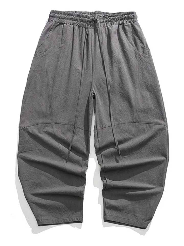 Men's Cozy Oversized Elastic Waist Linen Lantern Pants