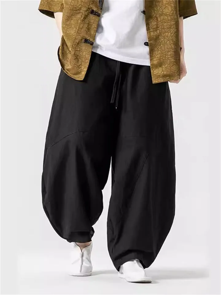 Men's Cozy Oversized Elastic Waist Linen Lantern Pants