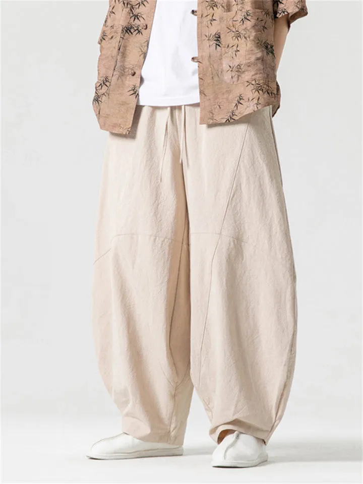 Men's Cozy Oversized Elastic Waist Linen Lantern Pants