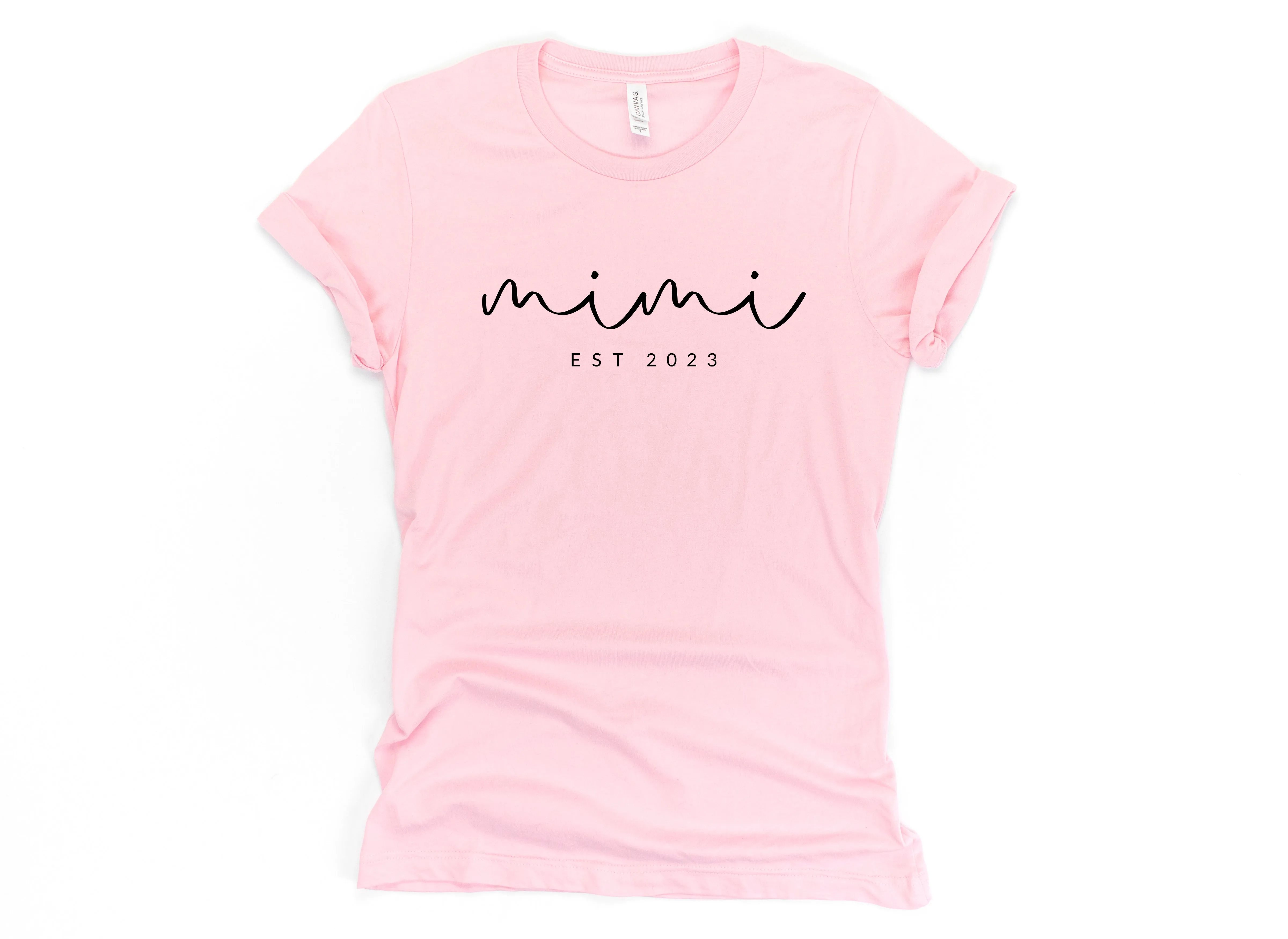 Mimi Grandma Est Year Personalization Classic Soft Short Sleeve Shirt (Cursive)