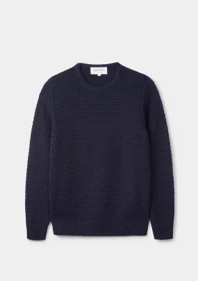 Navy Moss Stitch Jumper