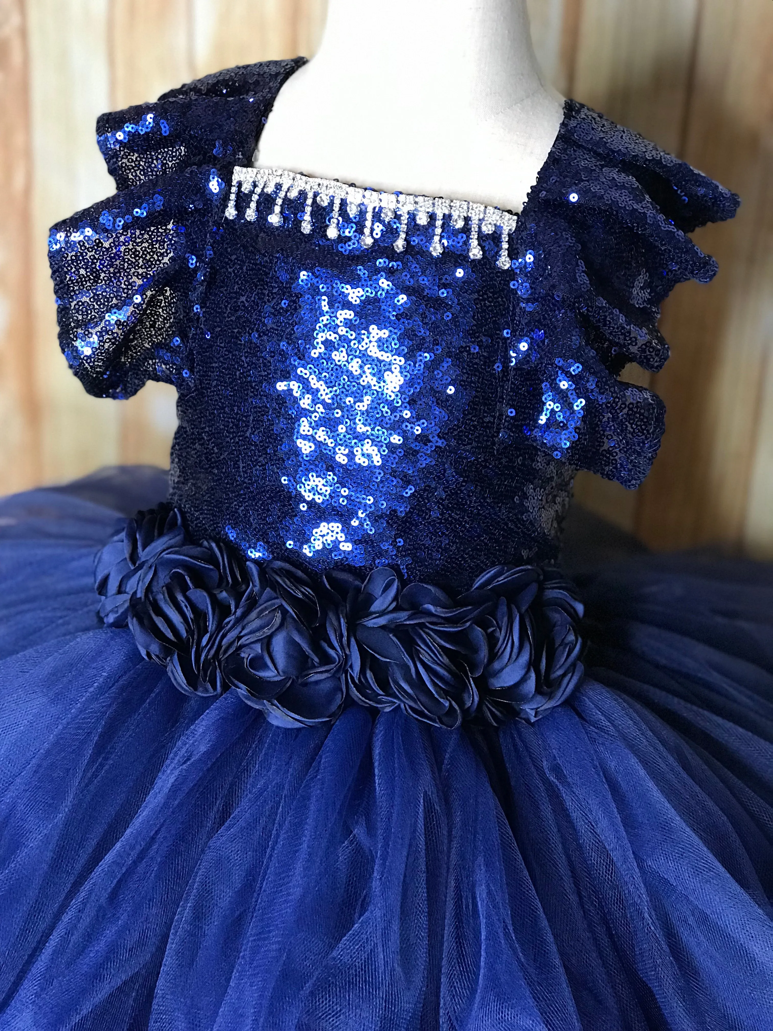 Navy Tutu Dress, Navy Pageant Dress, Navy Sequin Tutu