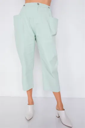 Pastel Chic Solid Ankle Wide Leg Adjustable Snap Waist Pants