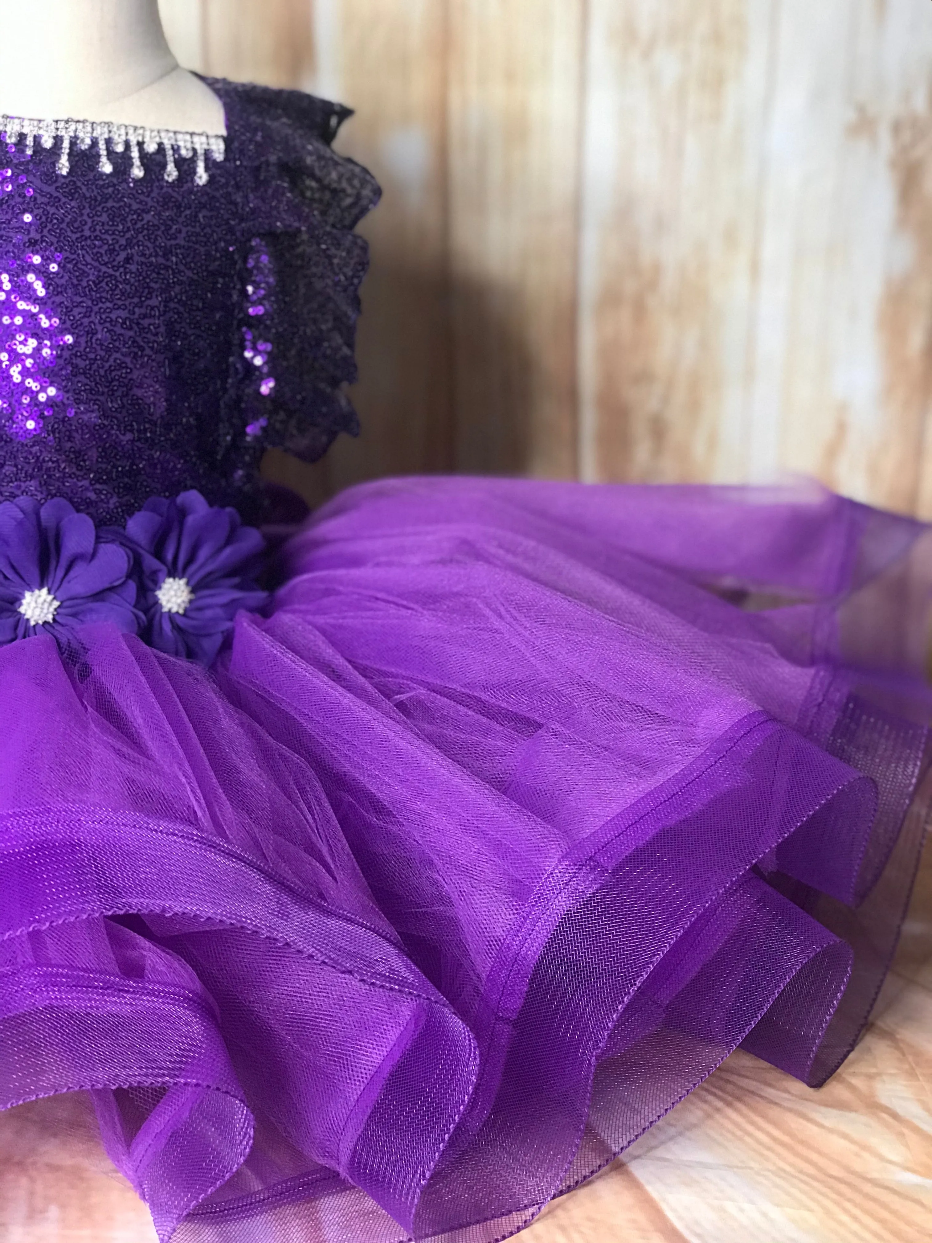 Purple Tutu Dress, Purple Pageant Dress, Purple Sequin Tutu