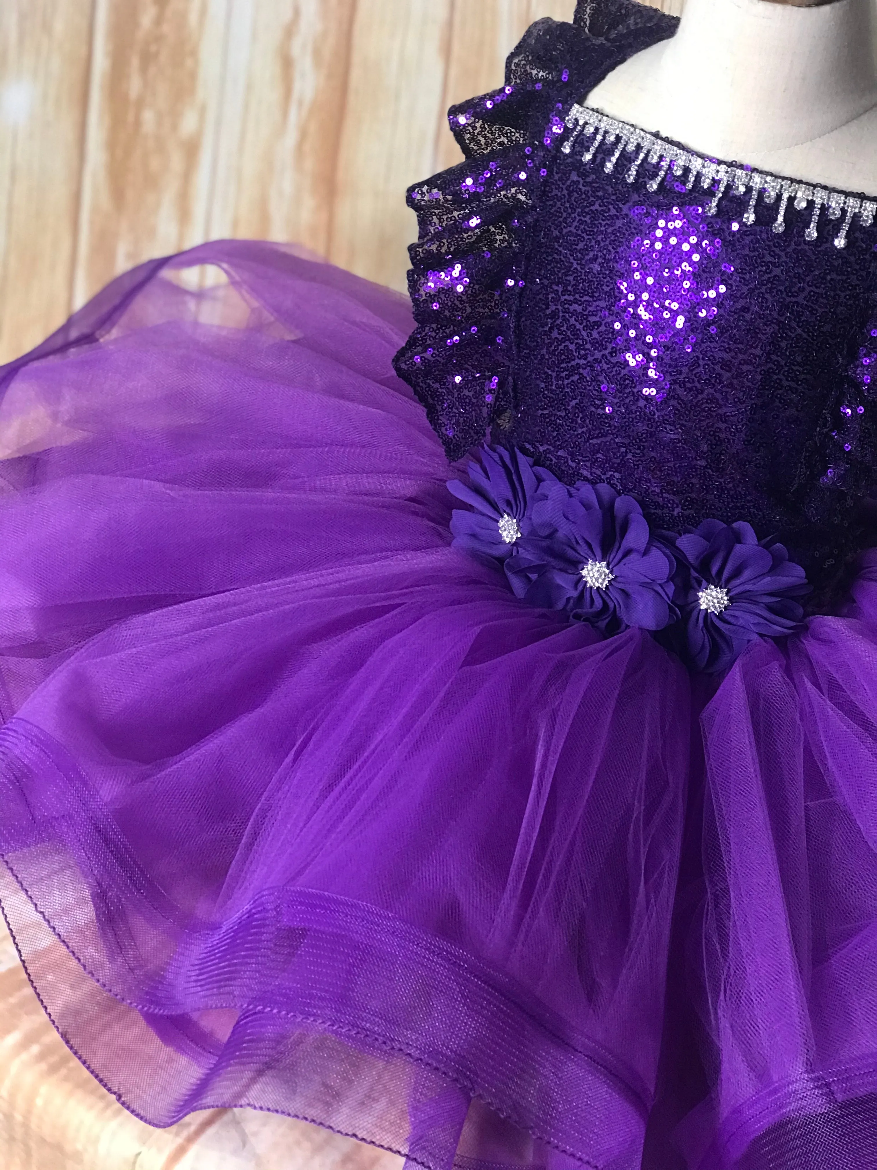 Purple Tutu Dress, Purple Pageant Dress, Purple Sequin Tutu