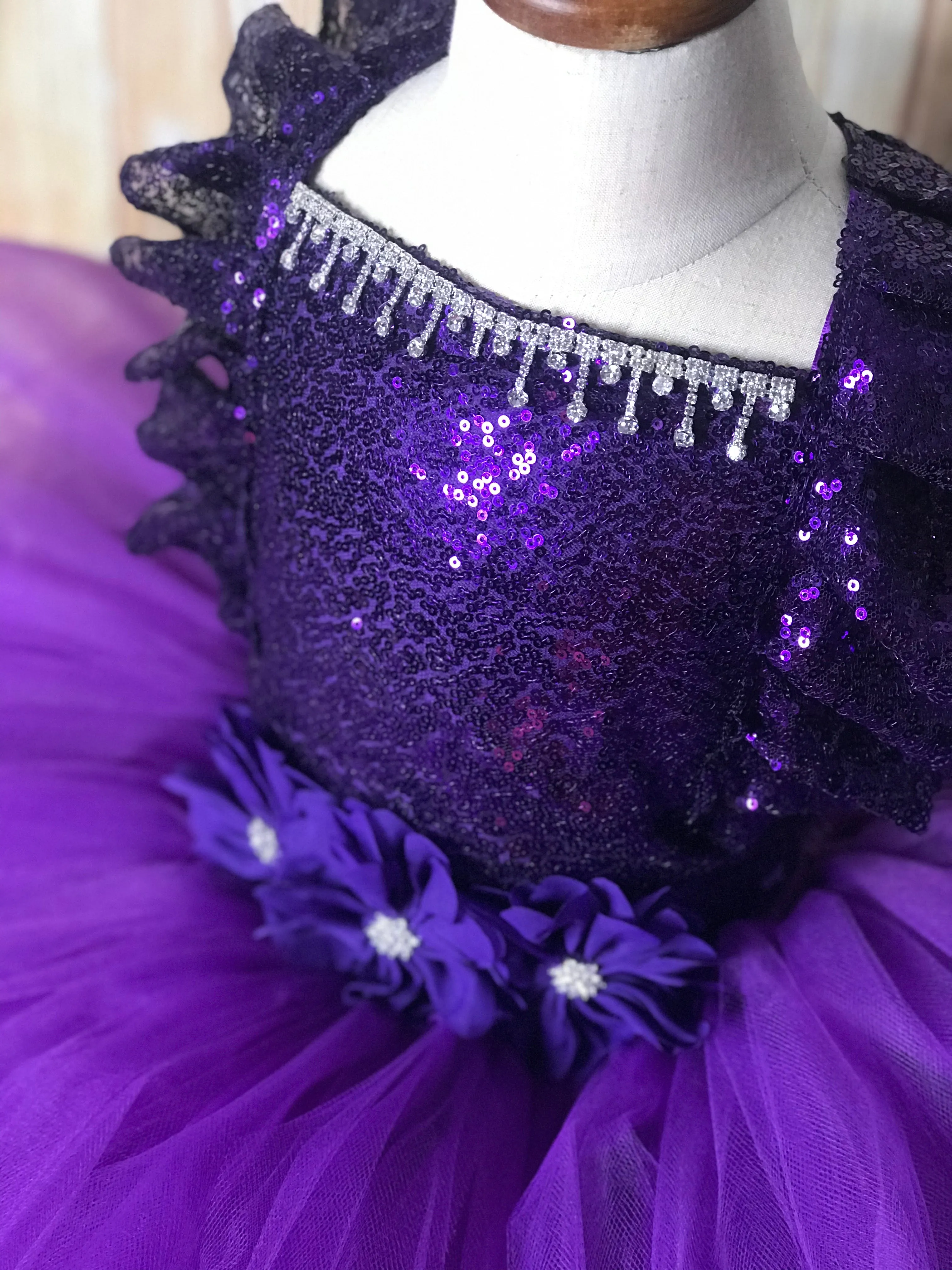 Purple Tutu Dress, Purple Pageant Dress, Purple Sequin Tutu