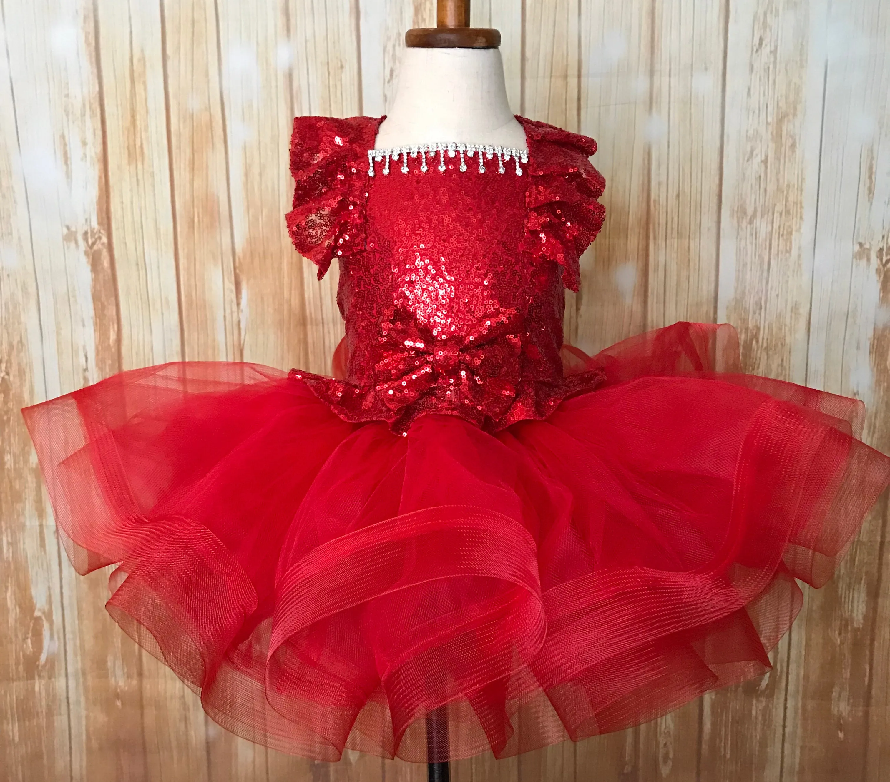 Red Tutu Dress, Red Pageant Dress, Red Sequin Tutu