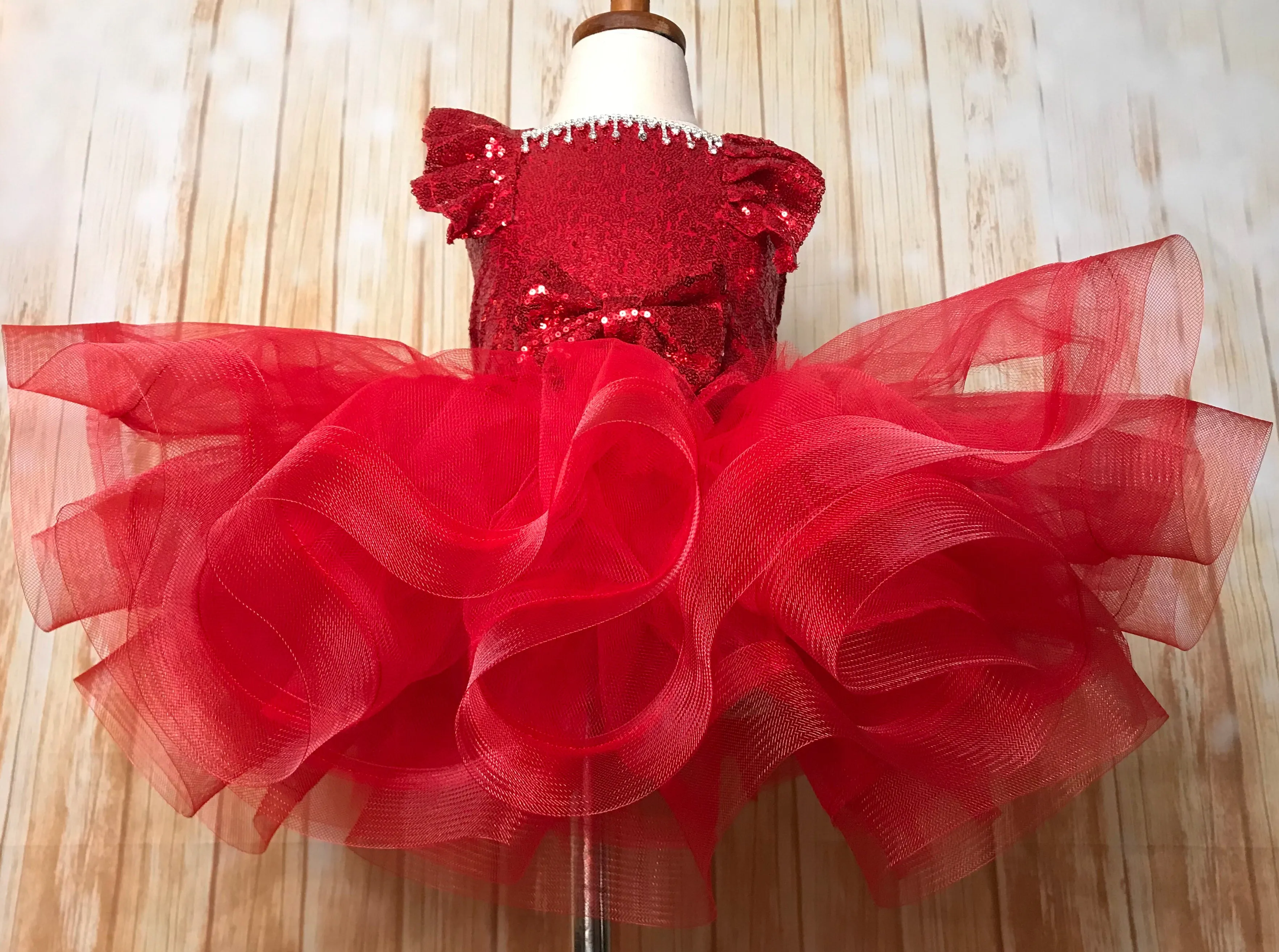 Red Tutu Dress, Red Pageant Dress, Red Sequin Tutu