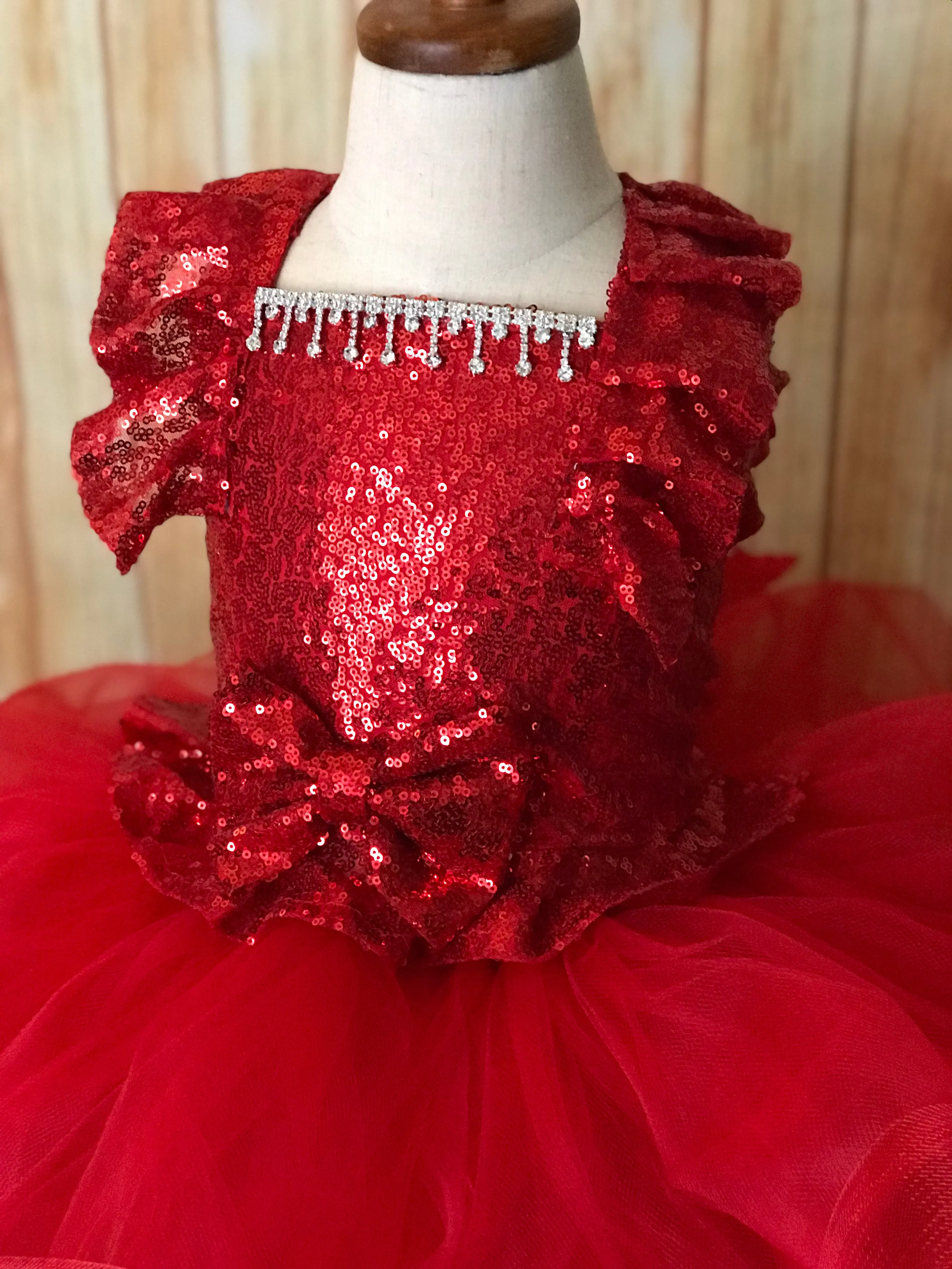 Red Tutu Dress, Red Pageant Dress, Red Sequin Tutu