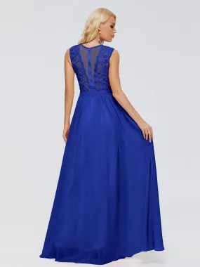 Royal Blue Bridesmaid Dresses Melody Elegant Bateau Chiffon Bridesmaid Dresses