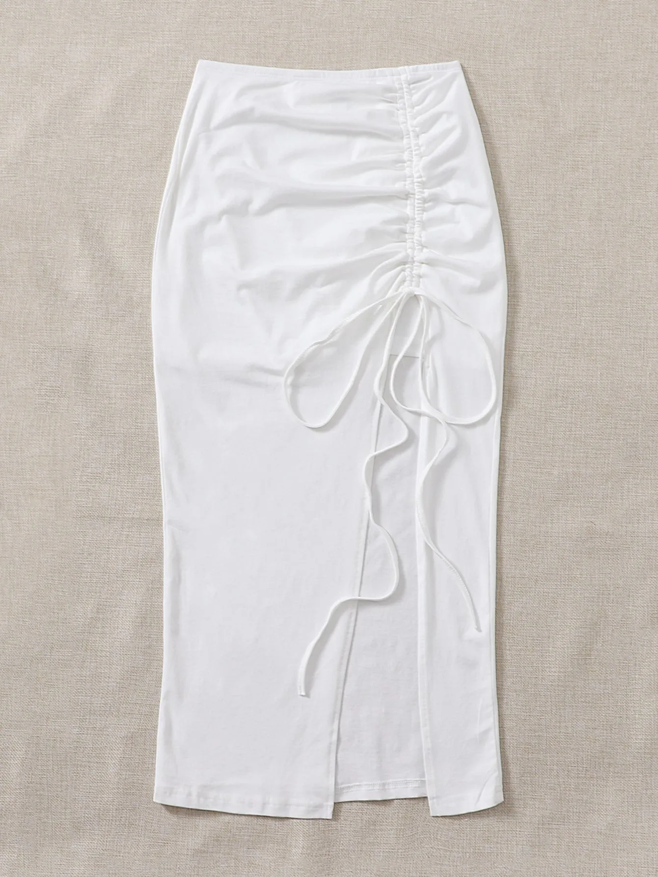 Sexy Plain Split Thigh Natural Midi Women Skirt