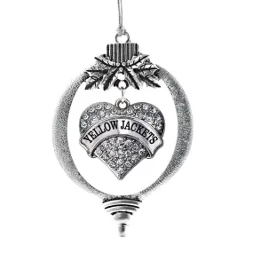 Silver Yellow Jackets Pave Heart Charm Holiday Ornament