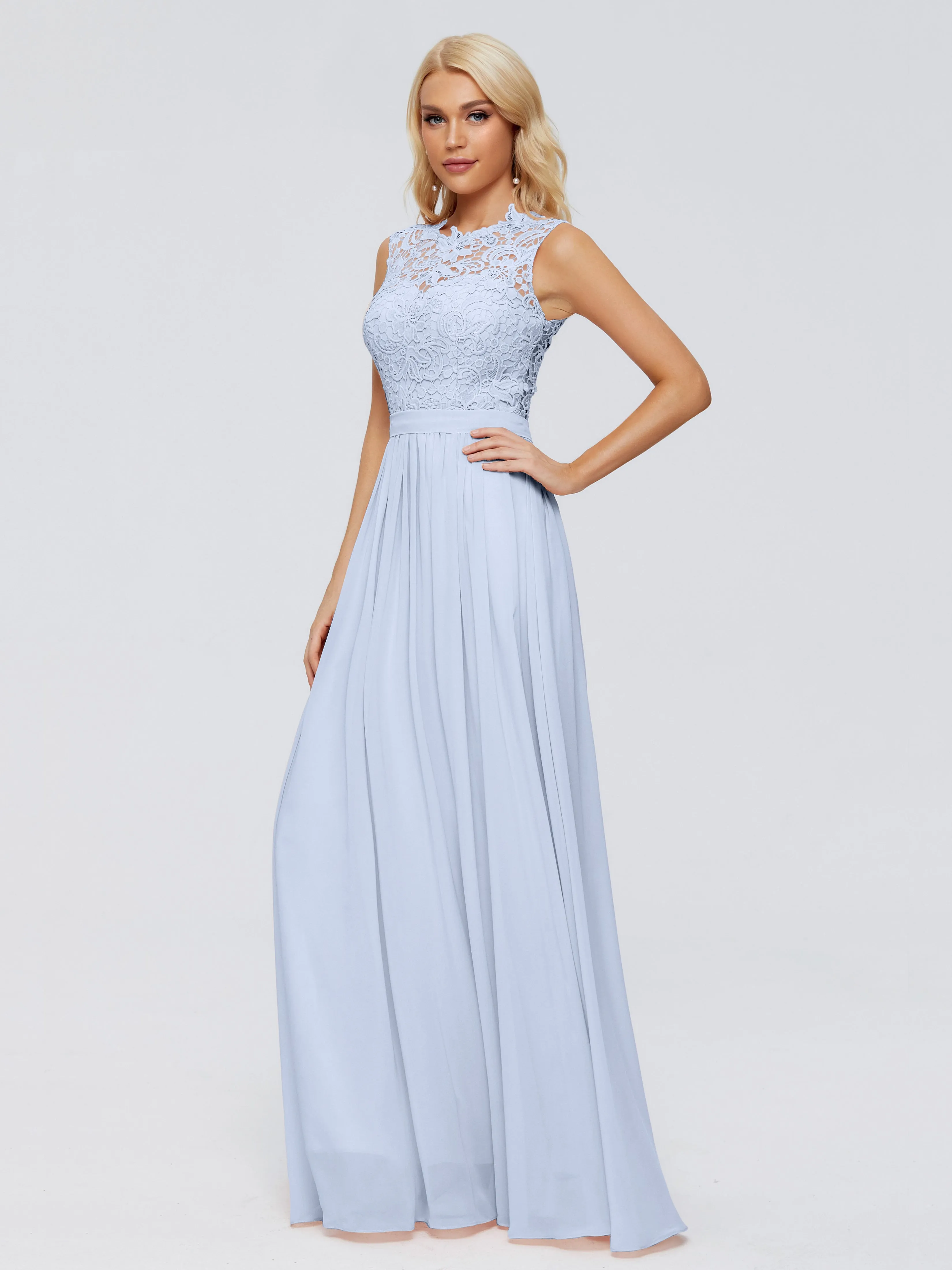 Sky Blue Bridesmaid Melody Elegant Bateau Chiffon Bridesmaid Dresses