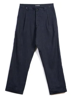 SUNE | Pleated Wide Cut Trousers | Navy Melange